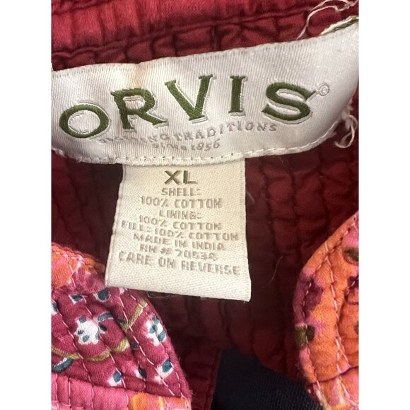ORVIS Quilted Dress Jacket Women’s Sz XL Colorful Designs Burgundy Pink Yellow - Picture 12 of 12